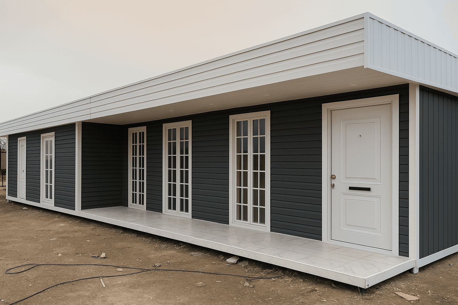 کانکس فلت مدرن با ایوان و نمای دو رنگ – طراحی لوکس